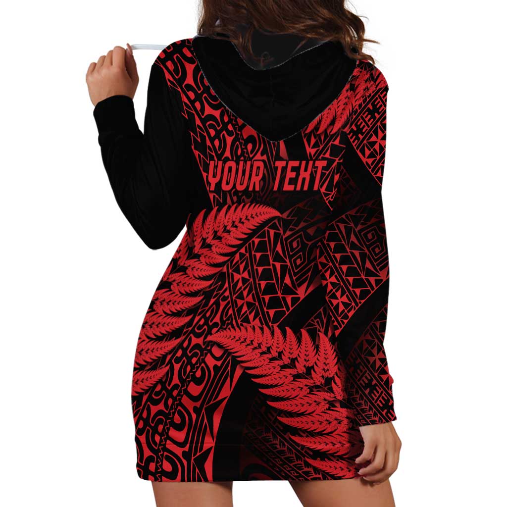 New Zealand Rugby Pacific Personalised Hoodie Dress All Red Maori Pasifika Fern Pattern LT9 - Polynesian Pride