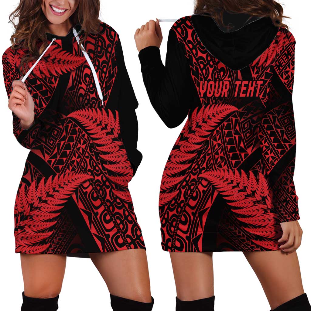 New Zealand Rugby Pacific Personalised Hoodie Dress All Red Maori Pasifika Fern Pattern LT9 - Polynesian Pride