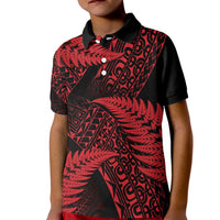 New Zealand Rugby Pacific Personalised Kid Polo Shirt All Red Maori Pasifika Fern Pattern LT9 Kid Red - Polynesian Pride