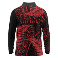 New Zealand Rugby Pacific Personalised Long Sleeve Polo Shirt All Red Maori Pasifika Fern Pattern LT9 - Polynesian Pride
