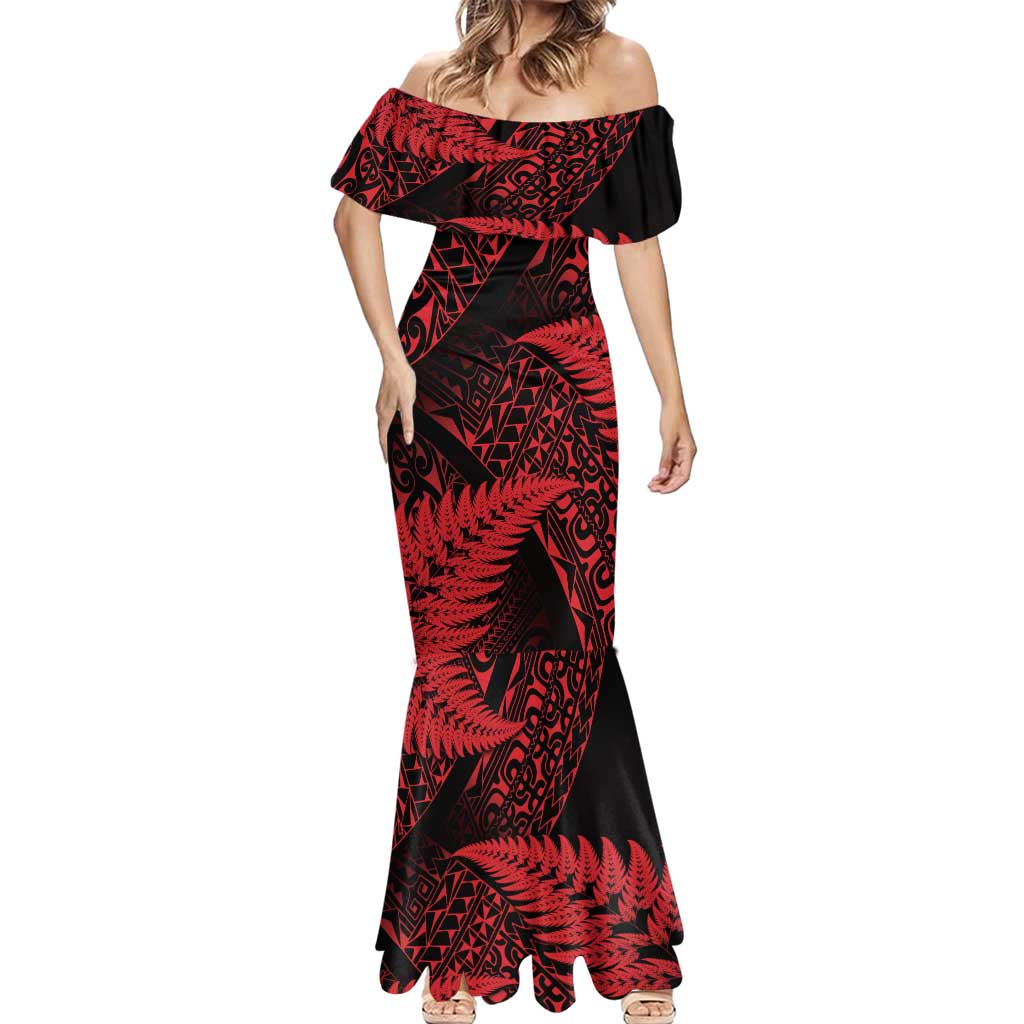 New Zealand Rugby Pacific Personalised Mermaid Dress All Red Maori Pasifika Fern Pattern LT9 - Polynesian Pride