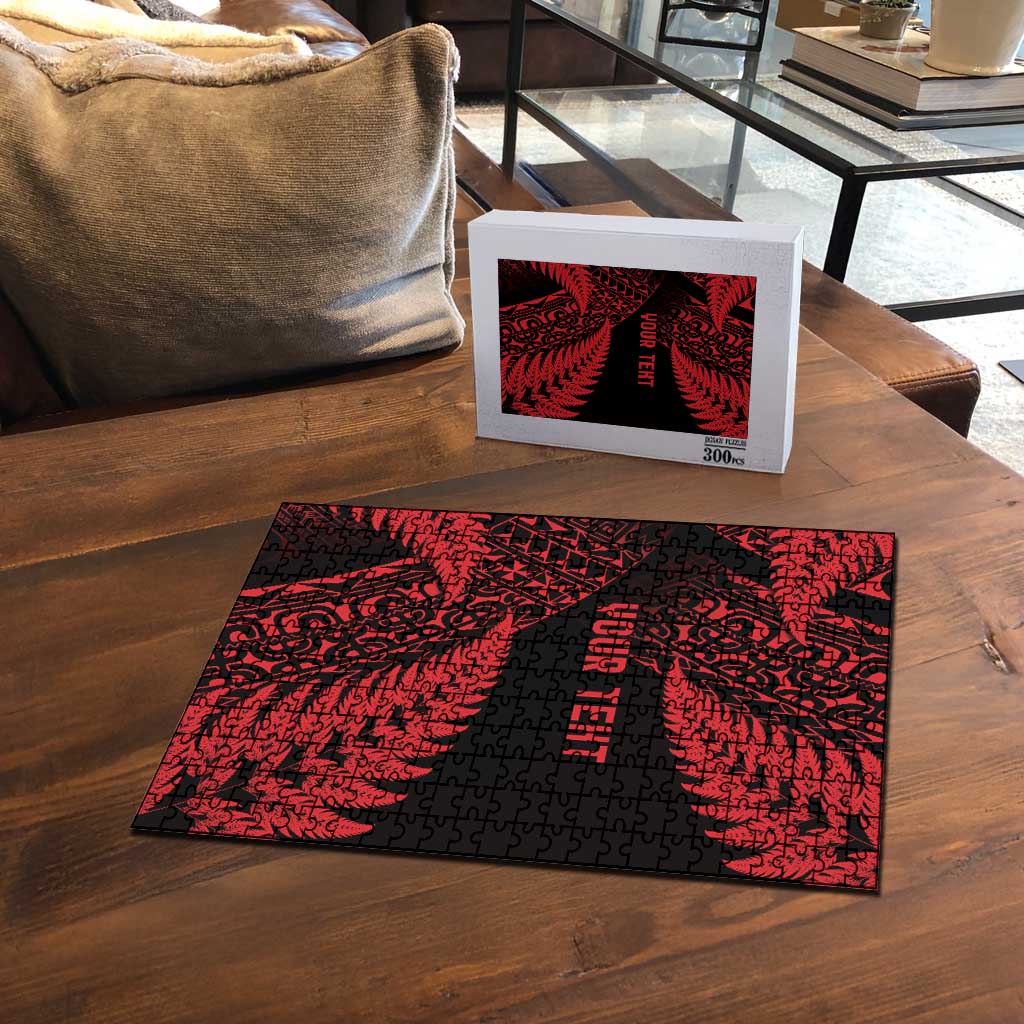 New Zealand Rugby Pacific Personalised Puzzle All Red Maori Pasifika Fern Pattern - Polynesian Pride