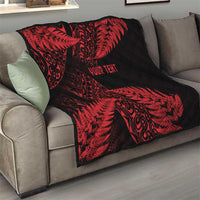 New Zealand Rugby Pacific Personalised Quilt All Red Maori Pasifika Fern Pattern