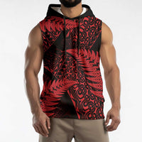 New Zealand Rugby Pacific Personalised Sleeveless Hoodie All Red Maori Pasifika Fern Pattern LT9 - Polynesian Pride