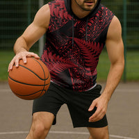 New Zealand Rugby Pacific Personalised Sleeveless Hoodie All Red Maori Pasifika Fern Pattern LT9 - Polynesian Pride