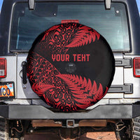 New Zealand Rugby Pacific Personalised Spare Tire Cover All Red Maori Pasifika Fern Pattern LT9 Red - Polynesian Pride