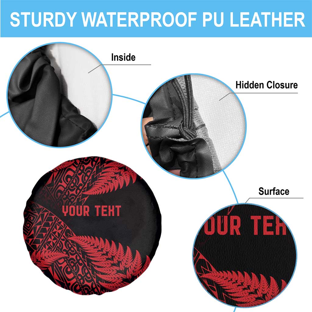 New Zealand Rugby Pacific Personalised Spare Tire Cover All Red Maori Pasifika Fern Pattern LT9 - Polynesian Pride