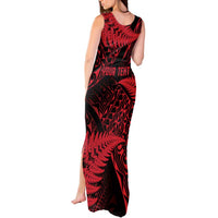 New Zealand Rugby Pacific Personalised Tank Maxi Dress All Red Maori Pasifika Fern Pattern LT9 - Polynesian Pride
