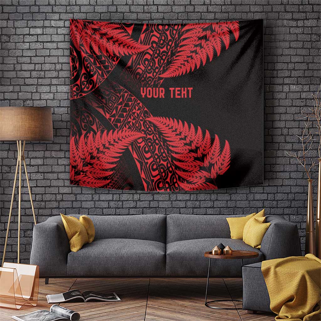 New Zealand Rugby Pacific Personalised Tapestry All Red Maori Pasifika Fern Pattern LT9 Red - Polynesian Pride