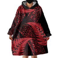 New Zealand Rugby Pacific Personalised Wearable Blanket Hoodie All Red Maori Pasifika Fern Pattern LT9 - Polynesian Pride