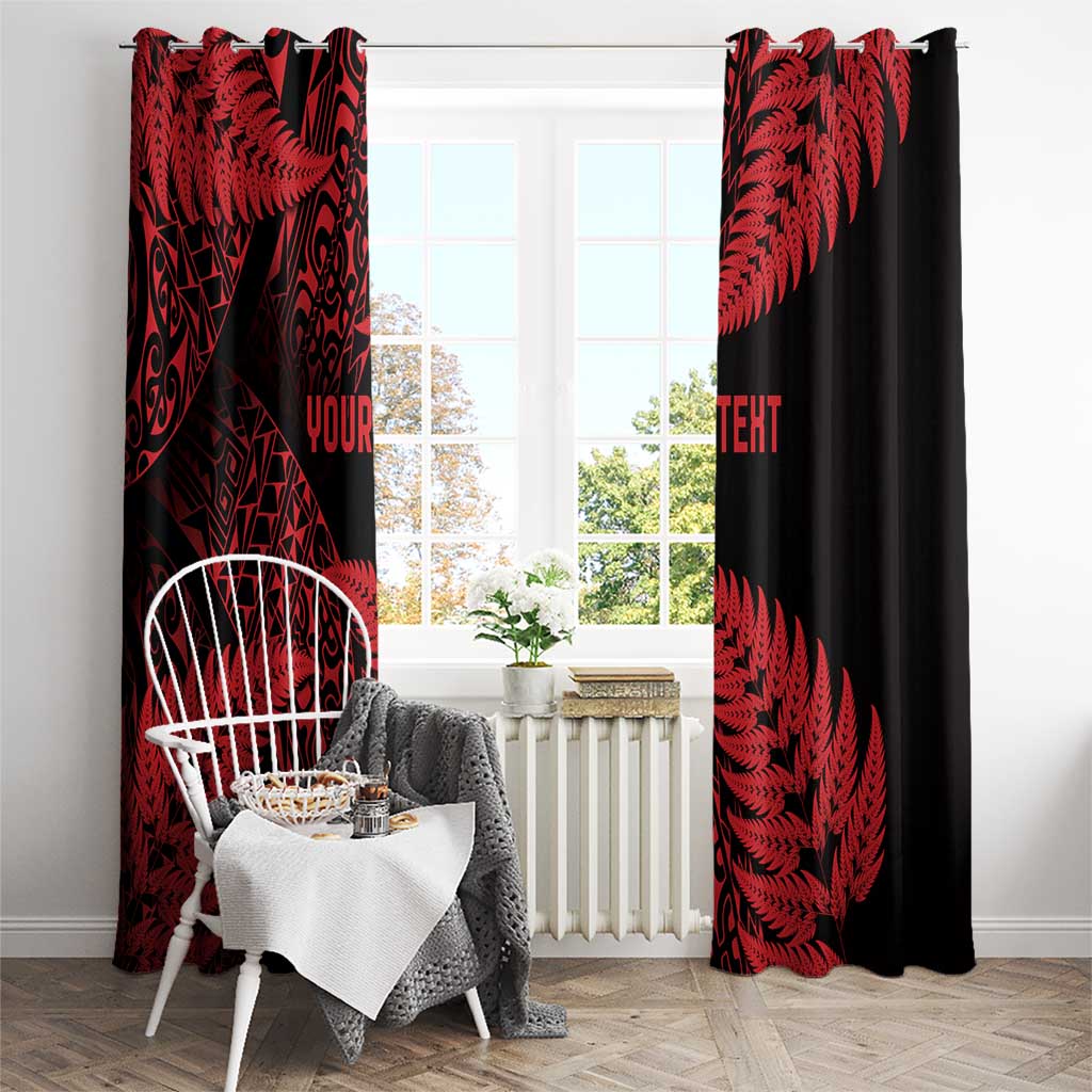 New Zealand Rugby Pacific Personalised Window Curtain All Red Maori Pasifika Fern Pattern
