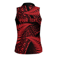 New Zealand Rugby Pacific Personalised Women Sleeveless Polo Shirt All Red Maori Pasifika Fern Pattern LT9 - Polynesian Pride