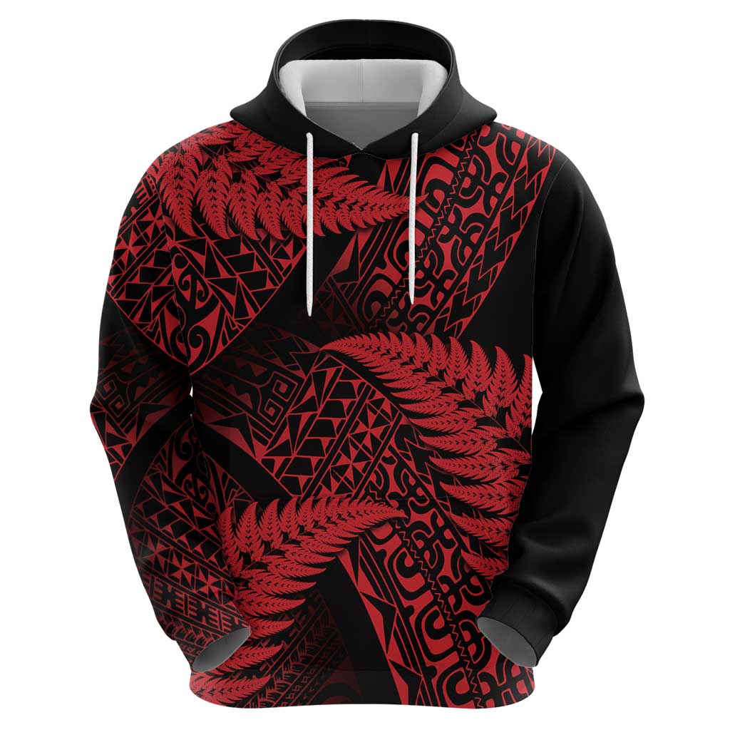 New Zealand Rugby Pacific Personalised Zip Hoodie All Red Maori Pasifika Fern Pattern LT9 - Polynesian Pride