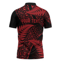 New Zealand Rugby Pacific Personalised Zipper Polo Shirt All Red Maori Pasifika Fern Pattern LT9 - Polynesian Pride