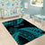 New Zealand Rugby Pacific Personalised Area Rug All Turquoise Maori Pasifika Fern Pattern
