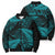 New Zealand Rugby Pacific Personalised Bomber Puffer Jacket All Turquoise Maori Pasifika Fern Pattern - Polynesian Pride