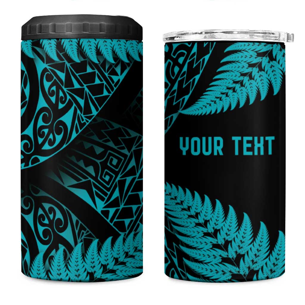 New Zealand Rugby Pacific Personalised 4 in 1 Can Cooler Tumbler All Turquoise Maori Pasifika Fern Pattern LT9 One Size: 16 oz Turquoise - Polynesian Pride