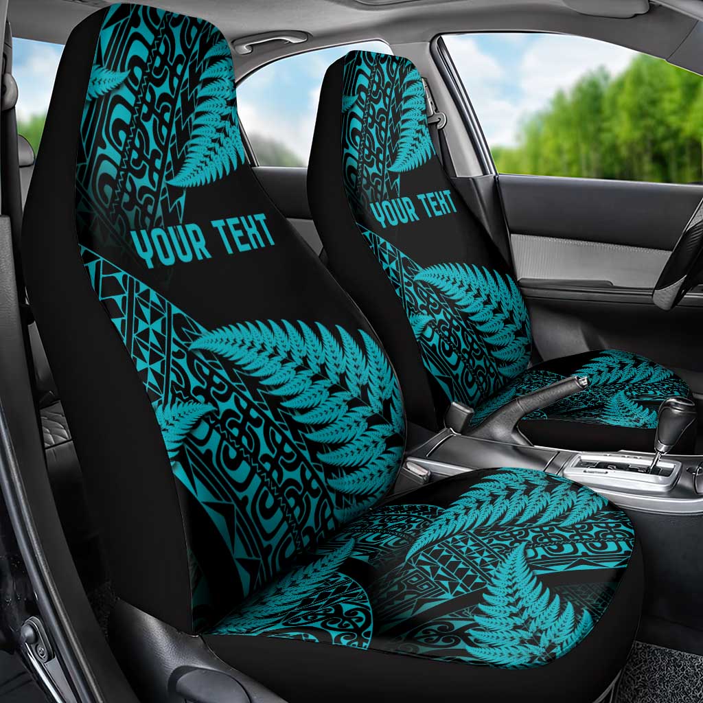 New Zealand Rugby Pacific Personalised Car Seat Cover All Turquoise Maori Pasifika Fern Pattern LT9 - Polynesian Pride