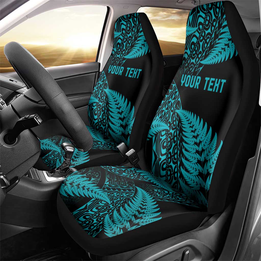 New Zealand Rugby Pacific Personalised Car Seat Cover All Turquoise Maori Pasifika Fern Pattern LT9 - Polynesian Pride