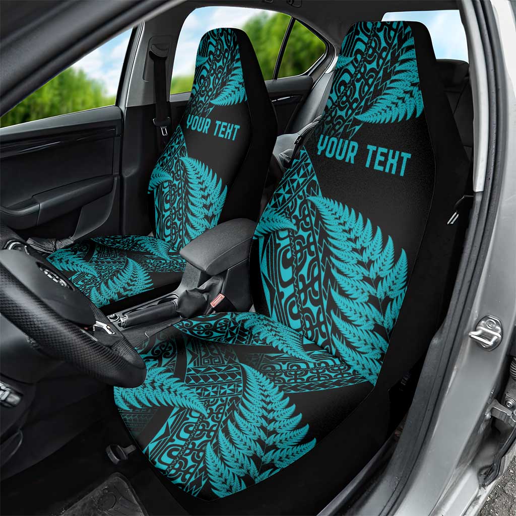 New Zealand Rugby Pacific Personalised Car Seat Cover All Turquoise Maori Pasifika Fern Pattern LT9 - Polynesian Pride