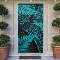 New Zealand Rugby Pacific Personalised Door Cover All Turquoise Maori Pasifika Fern Pattern LT9 Turquoise - Polynesian Pride
