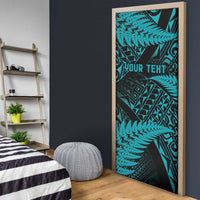 New Zealand Rugby Pacific Personalised Door Cover All Turquoise Maori Pasifika Fern Pattern LT9 - Polynesian Pride