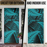New Zealand Rugby Pacific Personalised Door Cover All Turquoise Maori Pasifika Fern Pattern LT9 - Polynesian Pride
