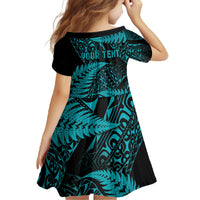 New Zealand Rugby Pacific Personalised Family Matching Off The Shoulder Long Sleeve Dress and Hawaiian Shirt All Turquoise Maori Pasifika Fern Pattern LT9 - Polynesian Pride