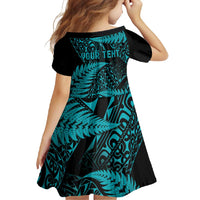 New Zealand Rugby Pacific Personalised Family Matching Off Shoulder Maxi Dress and Hawaiian Shirt All Turquoise Maori Pasifika Fern Pattern LT9 - Polynesian Pride