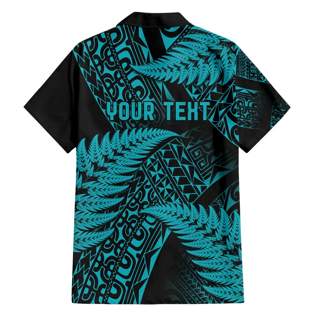 New Zealand Rugby Pacific Personalised Family Matching Off Shoulder Maxi Dress and Hawaiian Shirt All Turquoise Maori Pasifika Fern Pattern LT9 - Polynesian Pride