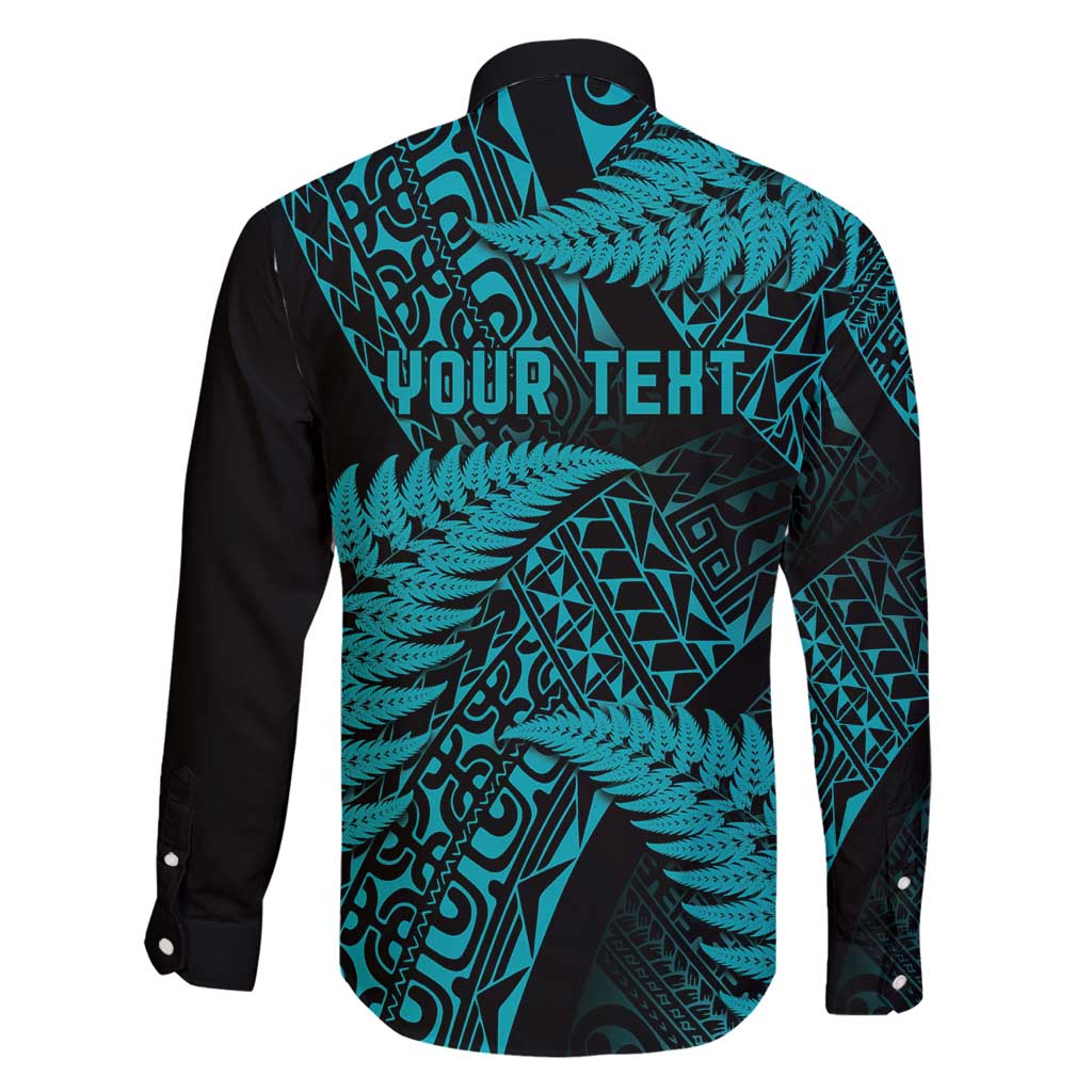 New Zealand Rugby Pacific Personalised Family Matching Off Shoulder Short Dress and Hawaiian Shirt All Turquoise Maori Pasifika Fern Pattern LT9 - Polynesian Pride