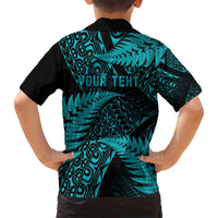 New Zealand Rugby Pacific Personalised Family Matching Puletasi and Hawaiian Shirt All Turquoise Maori Pasifika Fern Pattern LT9 - Polynesian Pride