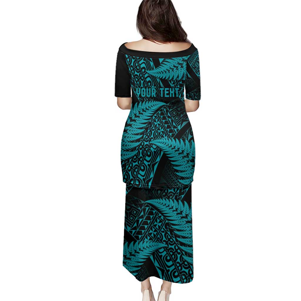 New Zealand Rugby Pacific Personalised Family Matching Puletasi and Hawaiian Shirt All Turquoise Maori Pasifika Fern Pattern LT9 - Polynesian Pride