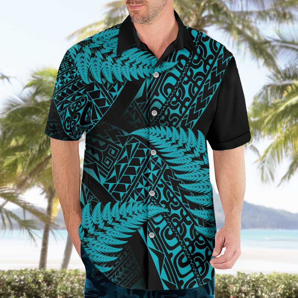 New Zealand Rugby Pacific Personalised Hawaiian Shirt All Turquoise Maori Pasifika Fern Pattern LT9 - Polynesian Pride