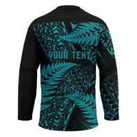 New Zealand Rugby Pacific Personalised Hockey Jersey All Turquoise Maori Pasifika Fern Pattern LT9 - Polynesian Pride