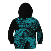 New Zealand Rugby Pacific Personalised Kid Hoodie All Turquoise Maori Pasifika Fern Pattern LT9 - Polynesian Pride