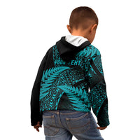 New Zealand Rugby Pacific Personalised Kid Hoodie All Turquoise Maori Pasifika Fern Pattern LT9 - Polynesian Pride