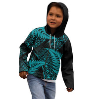New Zealand Rugby Pacific Personalised Kid Hoodie All Turquoise Maori Pasifika Fern Pattern LT9 - Polynesian Pride