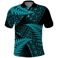 New Zealand Rugby Pacific Personalised Polo Shirt All Turquoise Maori Pasifika Fern Pattern LT9 Turquoise - Polynesian Pride