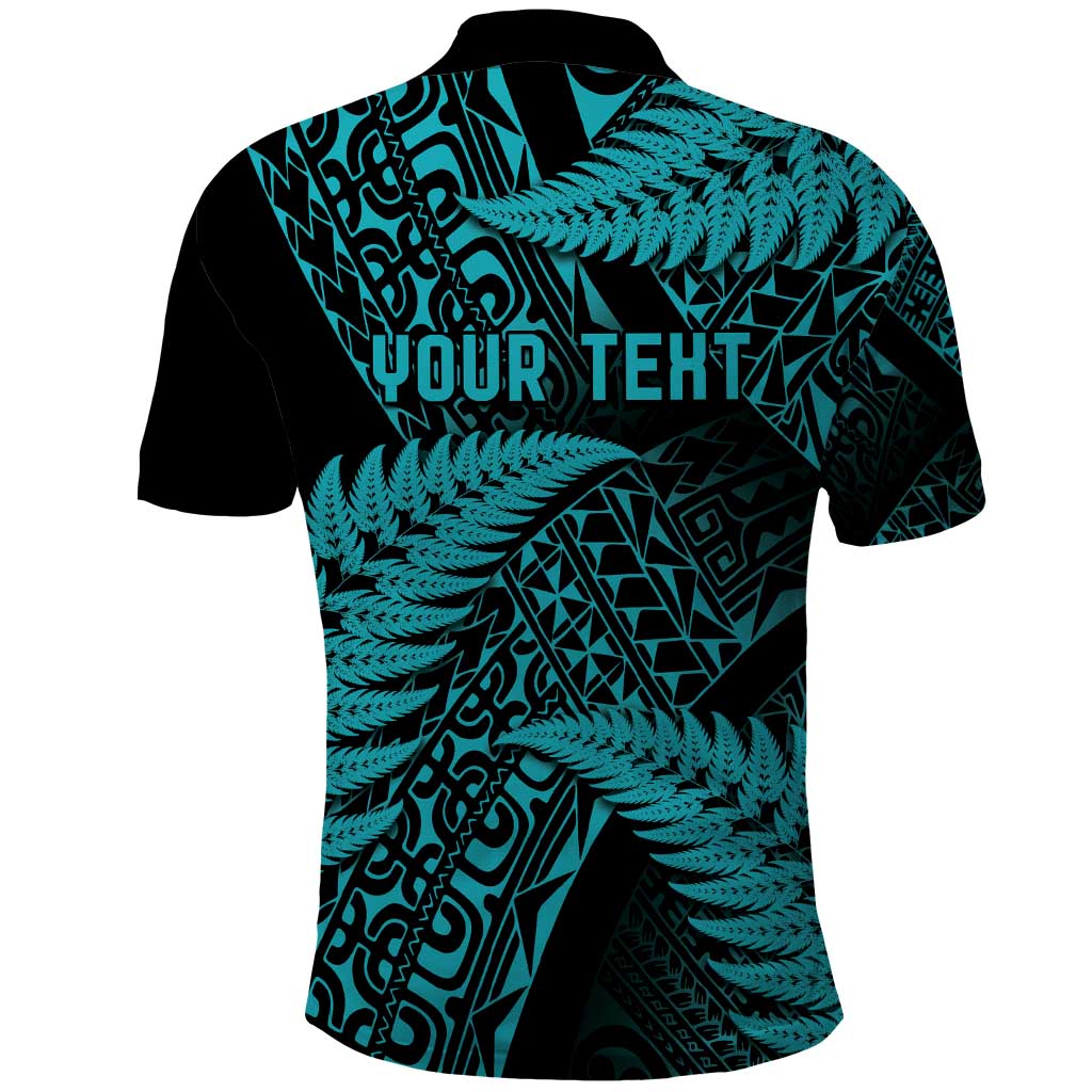 New Zealand Rugby Pacific Personalised Polo Shirt All Turquoise Maori Pasifika Fern Pattern LT9 - Polynesian Pride