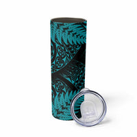 New Zealand Rugby Pacific Personalised Skinny Tumbler All Turquoise Maori Pasifika Fern Pattern LT9 - Polynesian Pride