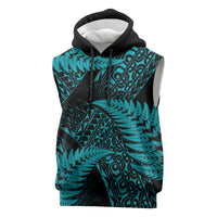 New Zealand Rugby Pacific Personalised Sleeveless Hoodie All Turquoise Maori Pasifika Fern Pattern LT9 Turquoise - Polynesian Pride