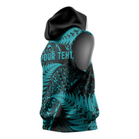 New Zealand Rugby Pacific Personalised Sleeveless Hoodie All Turquoise Maori Pasifika Fern Pattern LT9 - Polynesian Pride