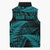 New Zealand Rugby Pacific Personalised Sleeveless Puffer Jacket All Turquoise Maori Pasifika Fern Pattern - Polynesian Pride