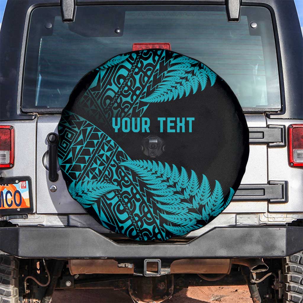 New Zealand Rugby Pacific Personalised Spare Tire Cover All Turquoise Maori Pasifika Fern Pattern LT9 Turquoise - Polynesian Pride