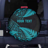 New Zealand Rugby Pacific Personalised Spare Tire Cover All Turquoise Maori Pasifika Fern Pattern LT9 No hole Turquoise - Polynesian Pride