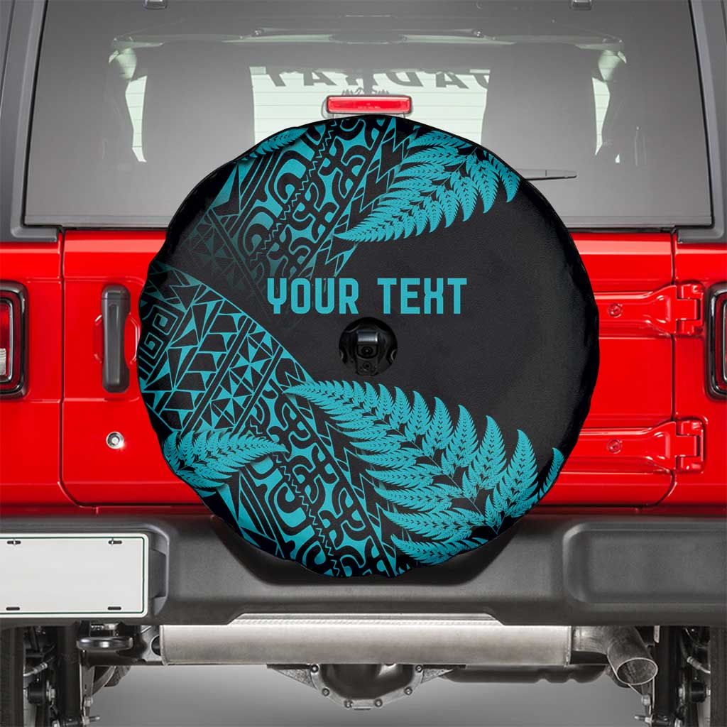 New Zealand Rugby Pacific Personalised Spare Tire Cover All Turquoise Maori Pasifika Fern Pattern LT9 - Polynesian Pride