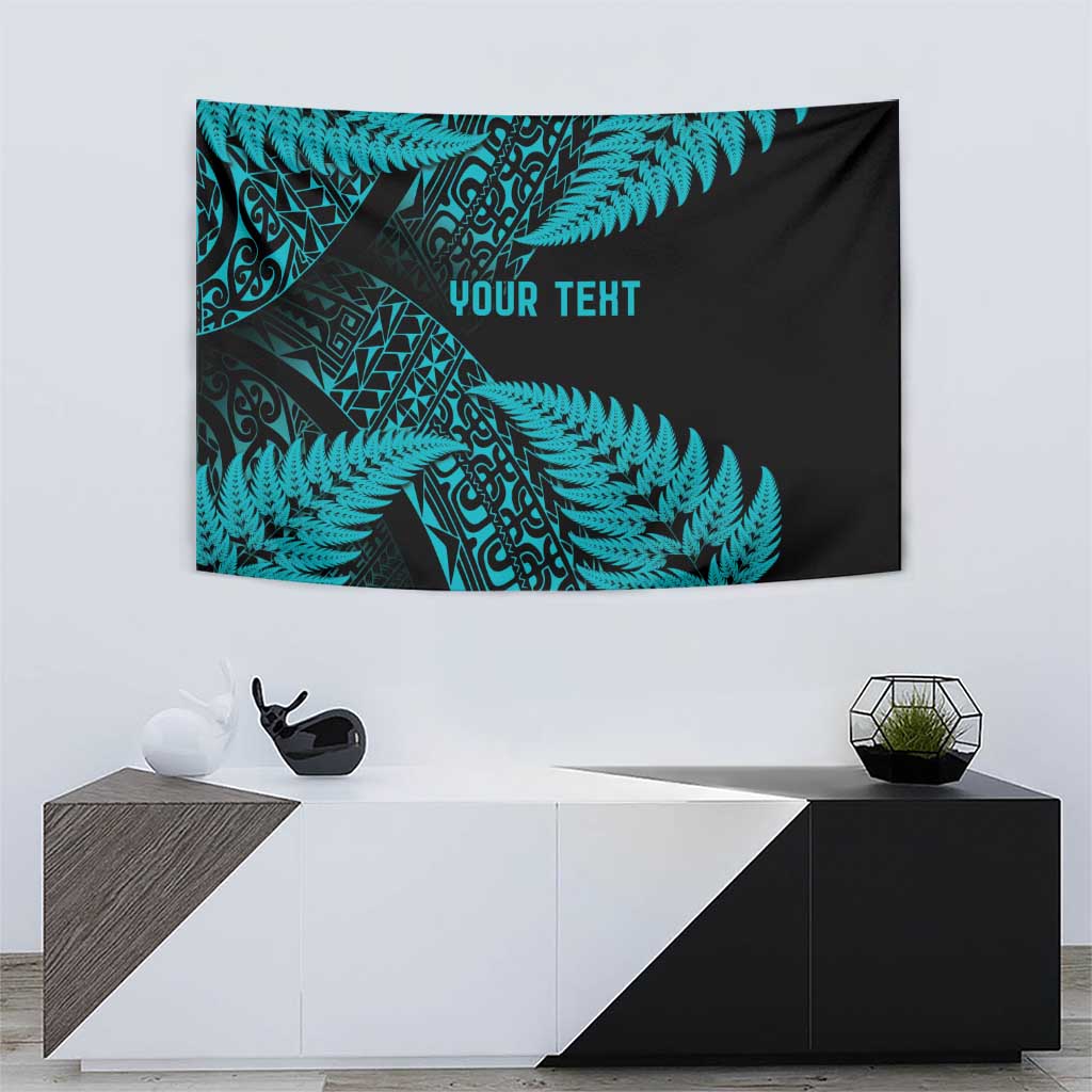 New Zealand Rugby Pacific Personalised Tapestry All Turquoise Maori Pasifika Fern Pattern LT9 - Polynesian Pride