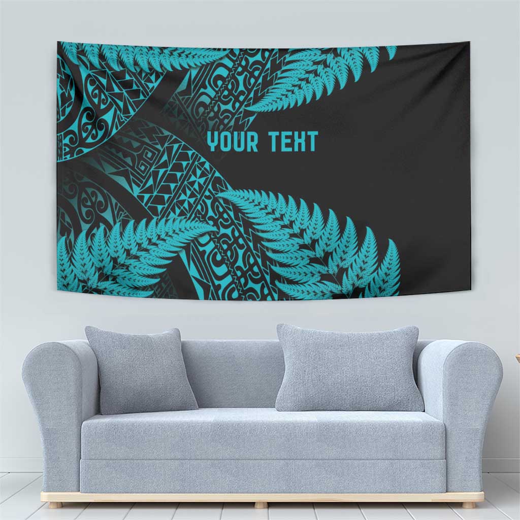 New Zealand Rugby Pacific Personalised Tapestry All Turquoise Maori Pasifika Fern Pattern LT9 - Polynesian Pride