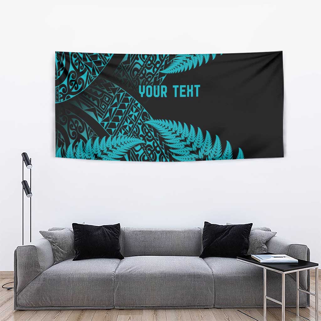 New Zealand Rugby Pacific Personalised Tapestry All Turquoise Maori Pasifika Fern Pattern LT9 - Polynesian Pride